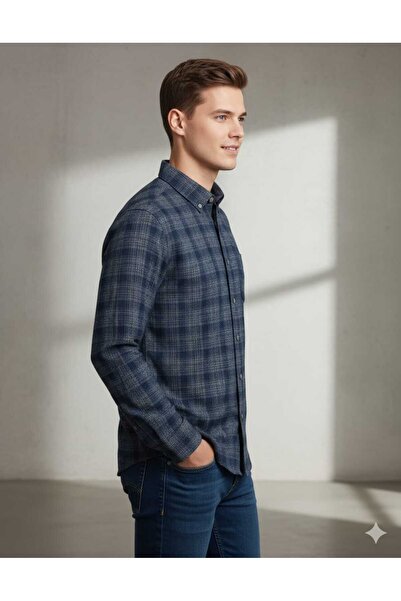 ARMA STİL Güncüoğlu Long Sleeve Pocketed 100% Wool Relaxed Fit Winter Men's Shirt