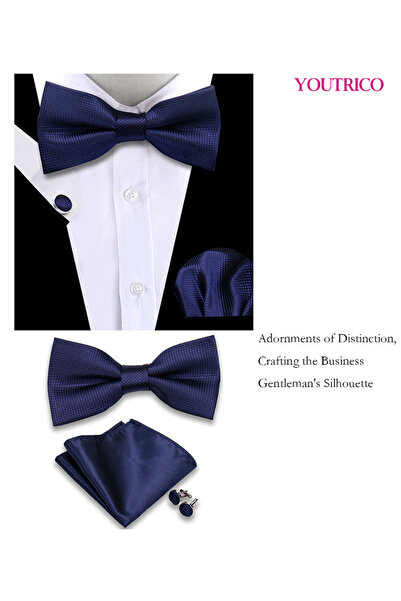 Youtrico طقم من 3 قطع من ربطات العنق والمنديل وأزرار الأكمام (صناعة يدوية) مناسب للحفلات والمناسبات والاحتفالات للرجال/النساء