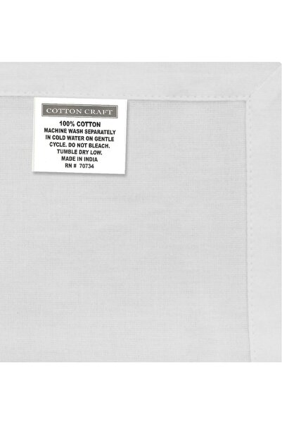 Generic مناديل عشاء كلاسيكية من القطن بنسبة 100% من Cotton Craft، مقاس 51 × 51 سم، لون أبيض، مجموعة من 12 قطعة