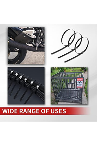 Generic 50 pcs Stainless Steel 304 Epoxy-Coated Self-Locking Metal Zip Ties, 30 cm