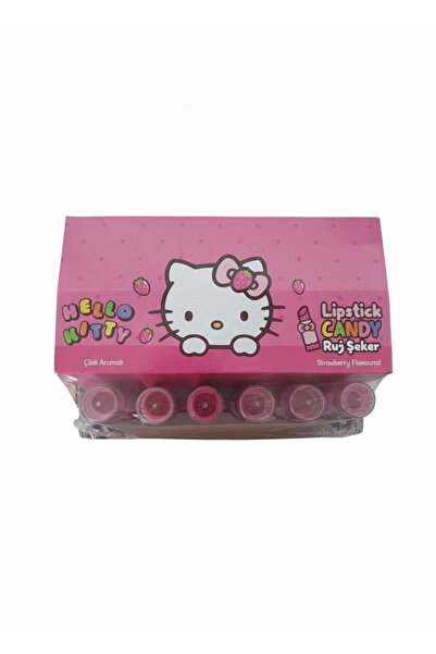 Markasız ucuz Hello kitty Ruj Şeker Çilek Aromalı 1 adet