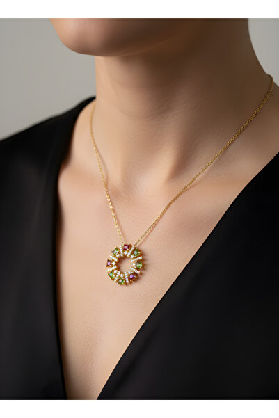 TURBİJ قلادة من الفولاذ المرصع بالأحجار