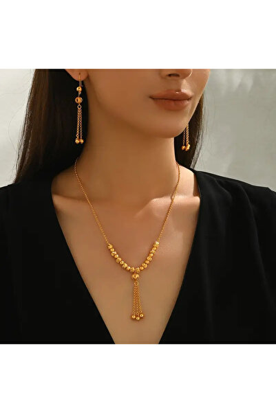 byozanyılmaz WL YAPIMI ALTIN KAPLAMA TASARIM KOLYE KÜPE SET