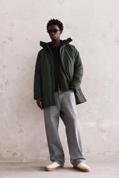 Pull & Bear Uzun şişme yağmurluk