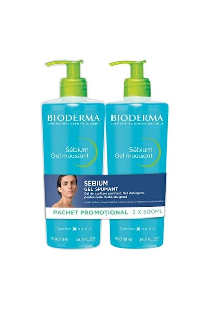 Bioderma Gel spumant Sebium Bioderma, Gel de curatare, 2 x 500 ml
