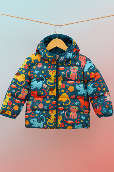 Neşeli Butik Palton de iarnă pentru fete și băieți, cu model, cu fleece interior NBRBC001