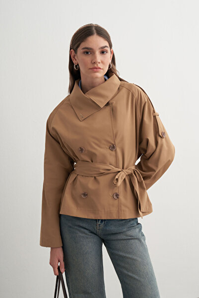 VESNA Dik Yakalı Kısa Trençkot