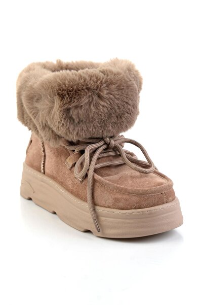 Bambi Vizon Hakiki Deri Kadın Bot & Bootie K02748100802