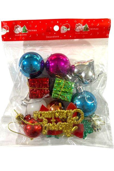 MİLKYADATOYS Christmas Decorations 10 Pieces Mixed Multi-Color Small Size 2-3 cm Christmas Tree Ornaments