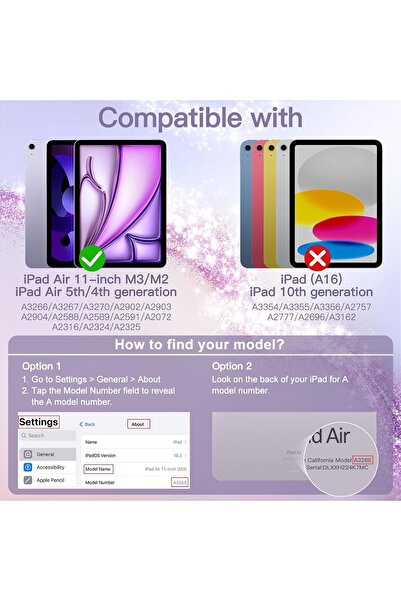 JETech Glossy Case for iPad Air 11-inch (M3/M2 & 5/4) with Pencil Holder - Pink