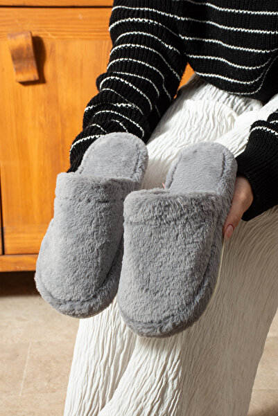 SWORD Жіночі тапочки з кролячою шерстю, з м'якою підошвою, закриті домашні тапочки