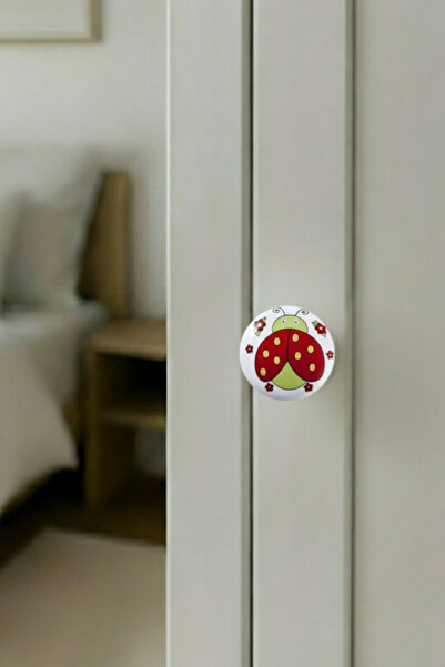 MegaVitrin Porcelain Ladybug Patterned Children's Room Furniture Handle Ceramic Drawer Cabinet Knob