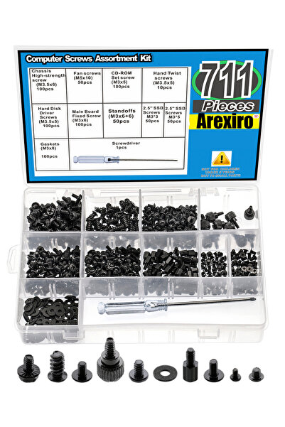 Choice 711pcs Motherboard Standoffs Screws Kit, SSD Screws, Replacement PC Computer Screws Set for Mainb...