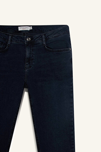 DeFacto B3620AXNM83 Indigo Carlo Skinny Fit Παντελόνι τζιν με εξαιρετικά στενή εφαρμογή κανονικής μέσης και εξαιρετικά στενό πόδι