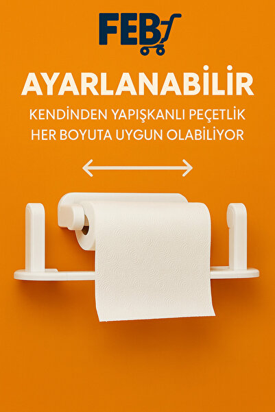 Febros Adjustable Self-Adhesive Paper Towel Holder Suitable for Any Size Paper Towel Paper Holder