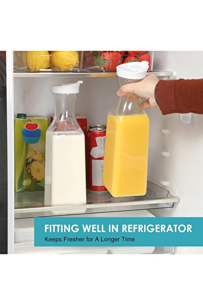 NETANY 50 oz Pitcher with Flip-Top Lid, Set of 2, Transparent Plastic (Hand Wash Only)