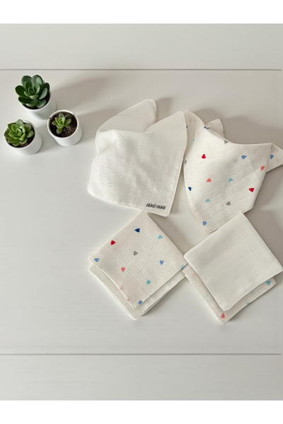 , Çift Katlı Müslin Bebek Ağız Mendili, 6'lı , %100 Pamuklu Müslin, Çift Kat, 28x28 cm
