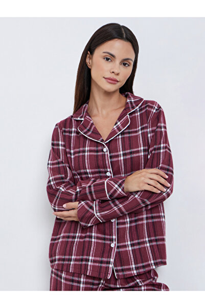 Styli Checked Piped Detail Shirt and Pyjama Set