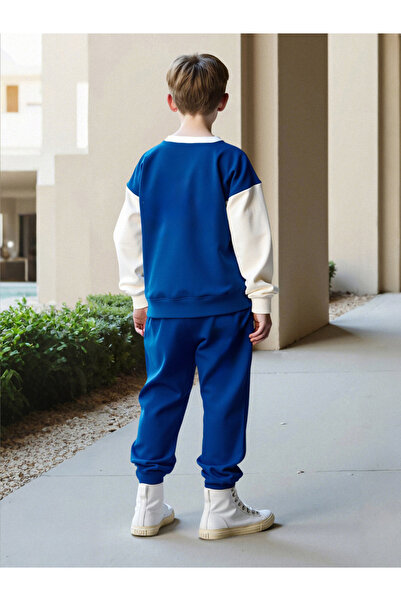 Take Two By Styli Teens Color Block Graphic Sweatshirt and Joggers Set