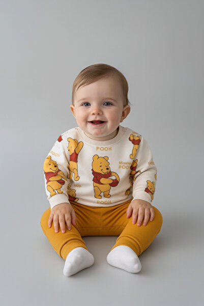 nikuby Unisex Bebek Winnie The Pooh %100 Pamuk Alt Üst Takım | 6-9-12 Aylık