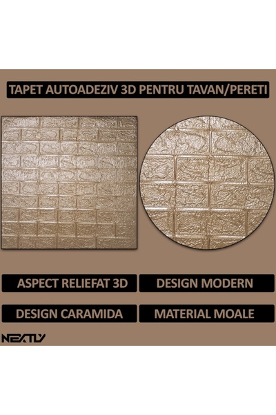 NEXTLY 3D Self-Adhesive Wall Panels, Waterproof, 70x77 cm, Rust, 15.9 sqm Coverage, Easy Install
