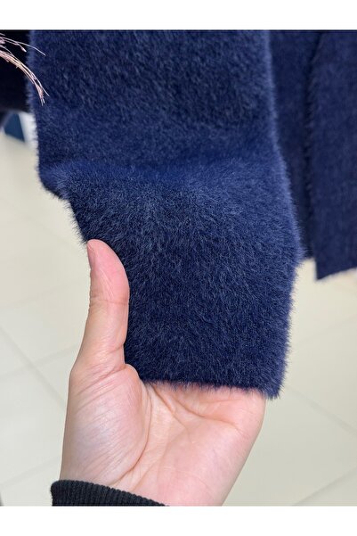 BENAHOLL Golnaz Tied Bearded Double-Breasted Cardigan-Kr5031 Navy Blue