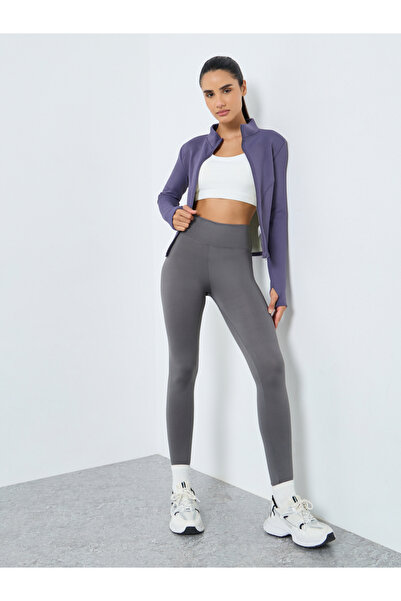 Styli Fleece Curved Seam Thumbhole Detail Jacket