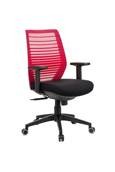 QMOBILI Scaun de birou ergonomic X15, roșu, Synchro, suport lombar, bază PP, ...