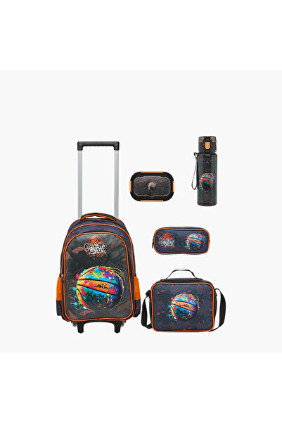 Juniors Space 5-Piece School Trolley Bag Set for Boys 5-8 Years with Lunch Ba...