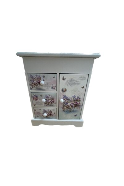 Cadouridiversity Wooden jewelry box with floral print, multicolor, 19 x 16 cm