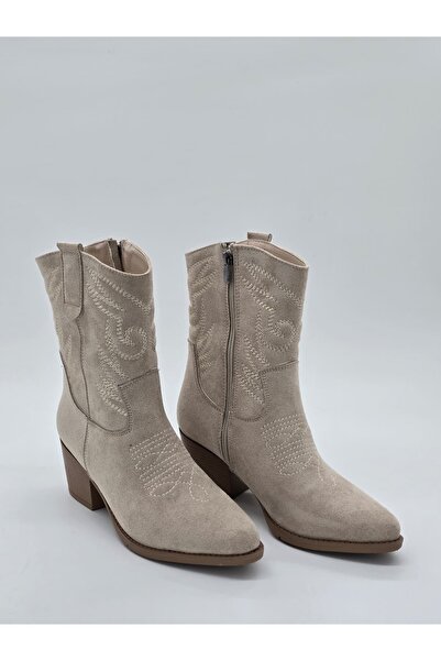 Luvesta Shoes Western Kovboy Bot Süet Bej