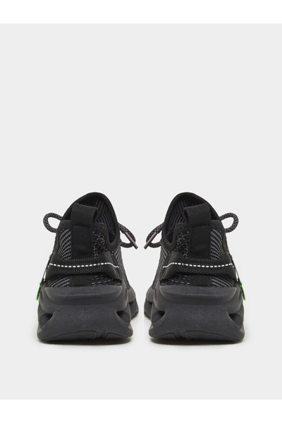 Take Two By Styli Boys Black Mesh Upper Lace Up Sport Sneakers