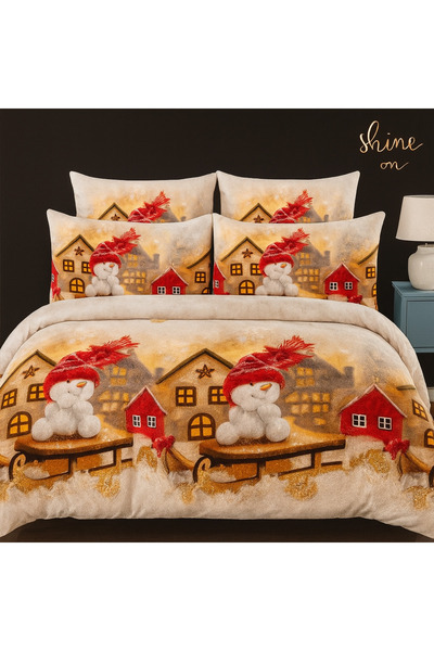 Casa Pucioasa Lenjerie de pat din bumbac finet 6 piese-model de Crăciun cu cearșaf elastic