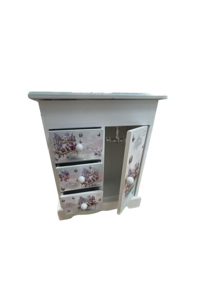 Cadouridiversity Wooden jewelry box with floral print, multicolor, 19 x 16 cm