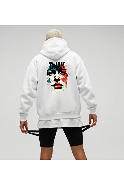 Bheka Concept سويت شيرت للجنسين قصة فضفاضة مطبوع بغطاء رأس – نمط فن الشارع DWAK