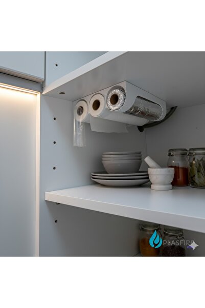 Plasfire Organizator pentru role pentru dulap de bucătărie 1 suport cu 3 comp...