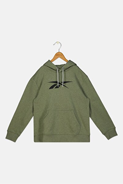 Reebok Kids Boy Brand Logo Long Sleeve Outdoor Hoodie, Green