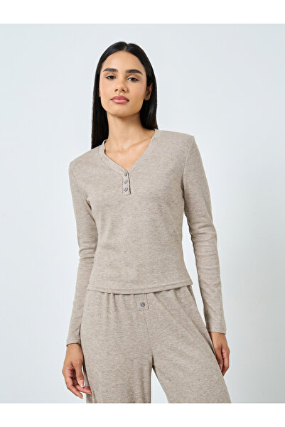 Styli Supersoft Rib Placket Top and Placket Pyjama Set