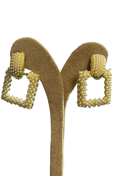 Uretti - Irem 3914 4913 Tiny Pearl Geometric Square Earrings