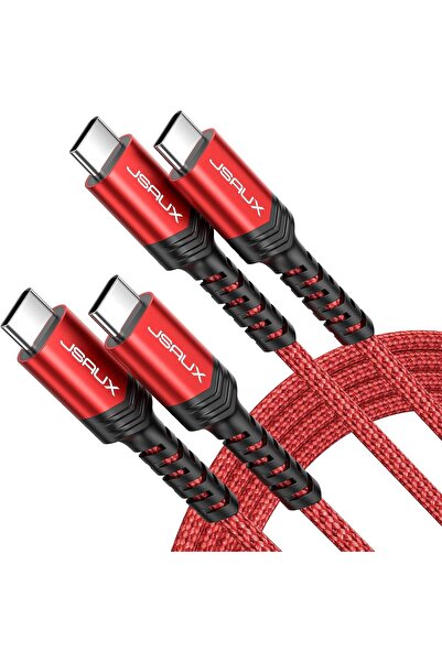 jsaux كابل USB-C إلى USB-C بقوة 100 واط (عبوة من قطعتين، بطول 2 متر) مع شحن س...