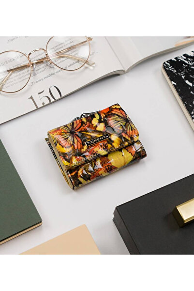 Other Small leather women's wallet with a butterfly print - Lorenti