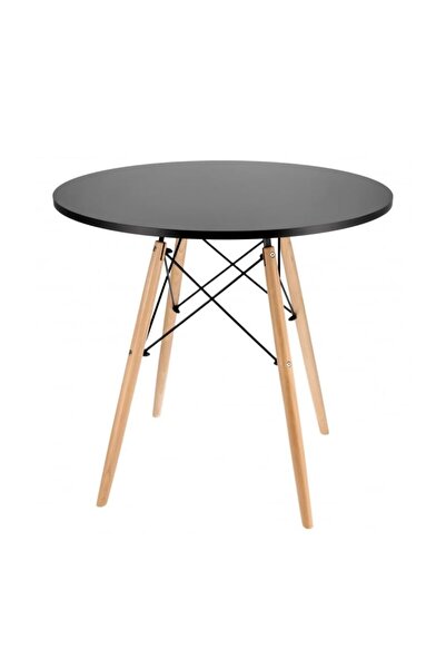jumi Masă rotundă, model scandinav, 80x80 cm, din MDF negru, cu picioare din ...