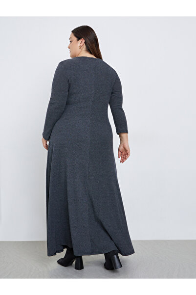 Styli Plus Size Brushed Ribbed Maxi Dress