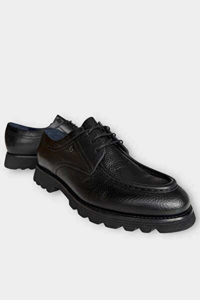 Liger Men's Genuine Leather Lace-Up Thick Sole Shoes Black