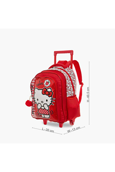 Hello Kitty Printed Trolley Backpack with Retractable Handle