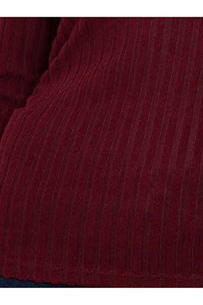 Styli Burgundy Ribbed Knit Top