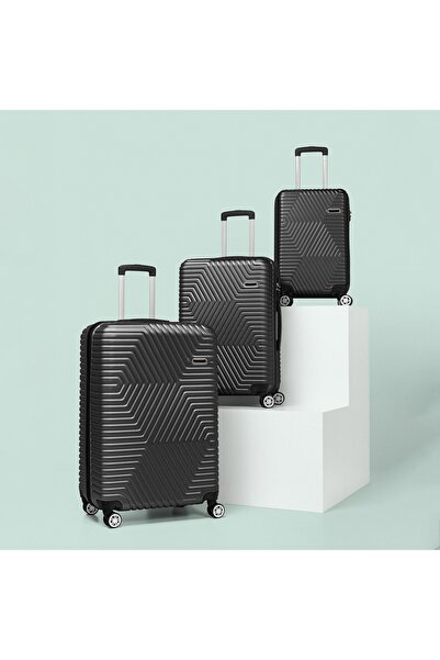 Artenova Set 3 trolere cu 4 roti, comaprtiment rigid, maner telescopic, cifru, negru