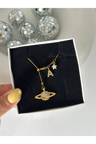 Alis Accessory Gezegen Charm Harfli Çelik Kolye