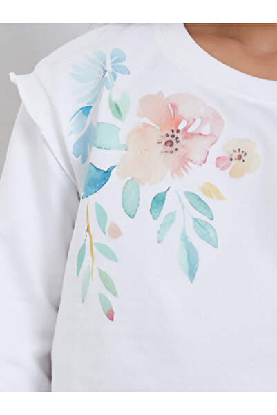 Styli Girls White Floral Print Sweatshirt