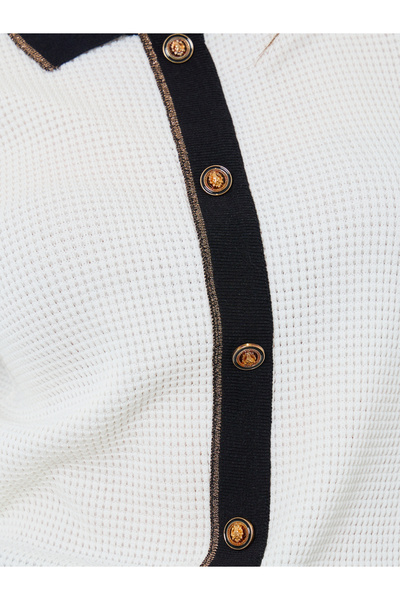 Styli Textured Knit Flat Collar Cardigan